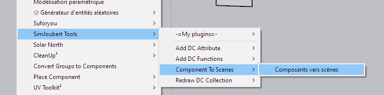  [ SKETCHUP plugins ] SJ Components To Scenes - Isoler une copie d'un composant dans une scène dédiée Sj_components_to_scenes_menu